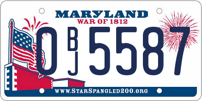 MD license plate 0BJ5587