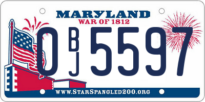 MD license plate 0BJ5597
