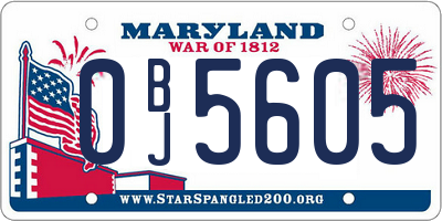 MD license plate 0BJ5605