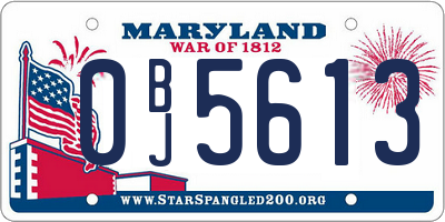 MD license plate 0BJ5613