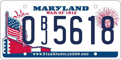 MD license plate 0BJ5618