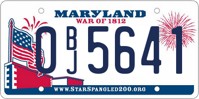 MD license plate 0BJ5641