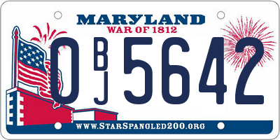 MD license plate 0BJ5642