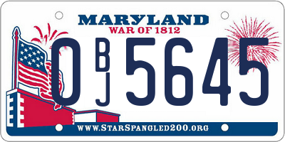 MD license plate 0BJ5645