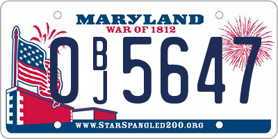MD license plate 0BJ5647