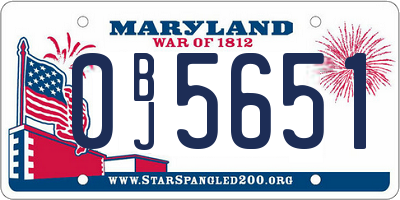 MD license plate 0BJ5651