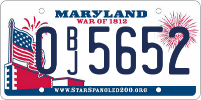 MD license plate 0BJ5652