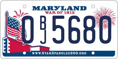 MD license plate 0BJ5680