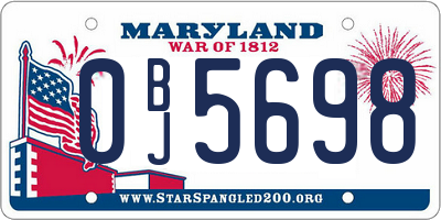 MD license plate 0BJ5698