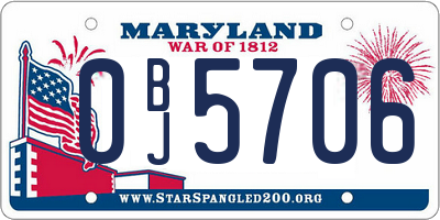 MD license plate 0BJ5706