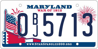 MD license plate 0BJ5713