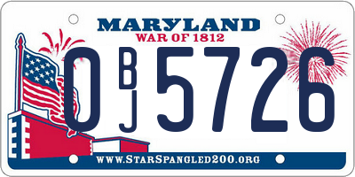 MD license plate 0BJ5726