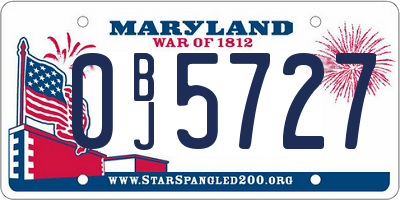 MD license plate 0BJ5727