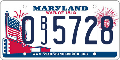 MD license plate 0BJ5728