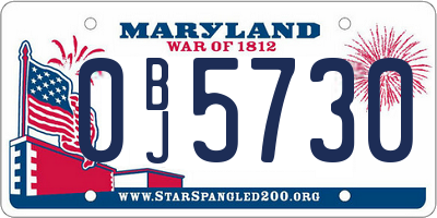 MD license plate 0BJ5730