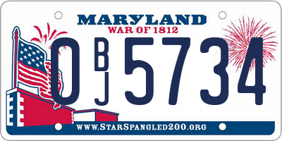 MD license plate 0BJ5734