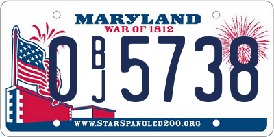 MD license plate 0BJ5738