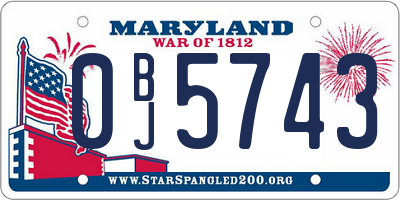 MD license plate 0BJ5743