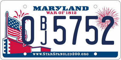 MD license plate 0BJ5752