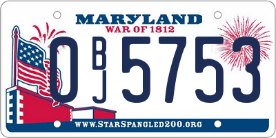 MD license plate 0BJ5753