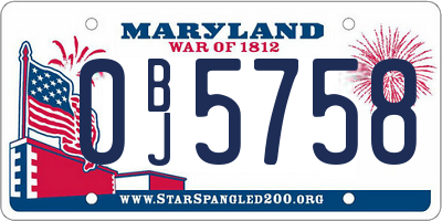 MD license plate 0BJ5758