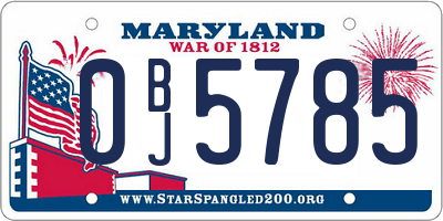 MD license plate 0BJ5785