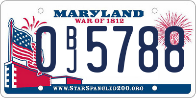MD license plate 0BJ5788
