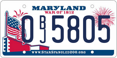 MD license plate 0BJ5805