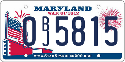MD license plate 0BJ5815