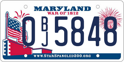 MD license plate 0BJ5848