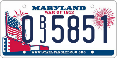 MD license plate 0BJ5851