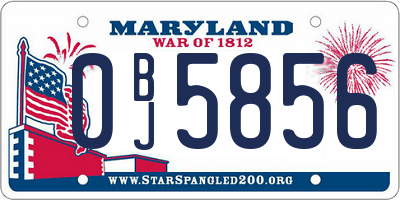 MD license plate 0BJ5856