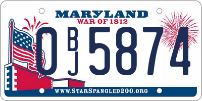MD license plate 0BJ5874