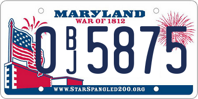 MD license plate 0BJ5875