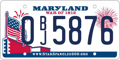 MD license plate 0BJ5876
