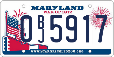 MD license plate 0BJ5917
