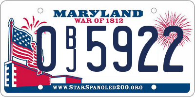 MD license plate 0BJ5922