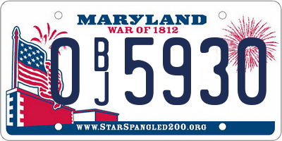 MD license plate 0BJ5930