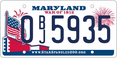 MD license plate 0BJ5935
