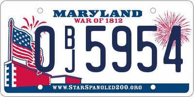 MD license plate 0BJ5954