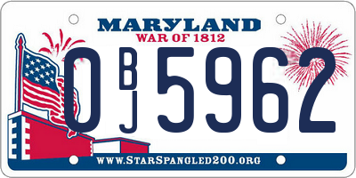 MD license plate 0BJ5962