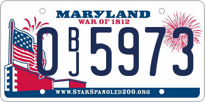 MD license plate 0BJ5973