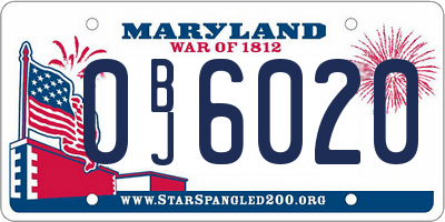 MD license plate 0BJ6020