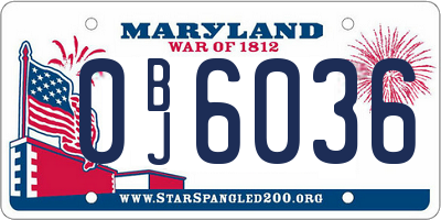 MD license plate 0BJ6036