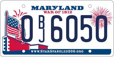 MD license plate 0BJ6050
