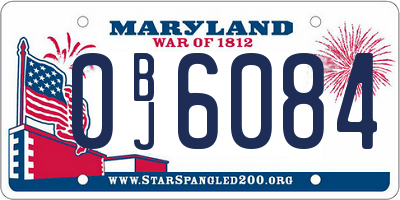 MD license plate 0BJ6084