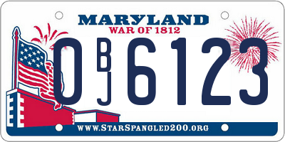 MD license plate 0BJ6123