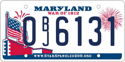 MD license plate 0BJ6131
