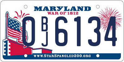 MD license plate 0BJ6134