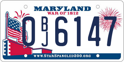 MD license plate 0BJ6147